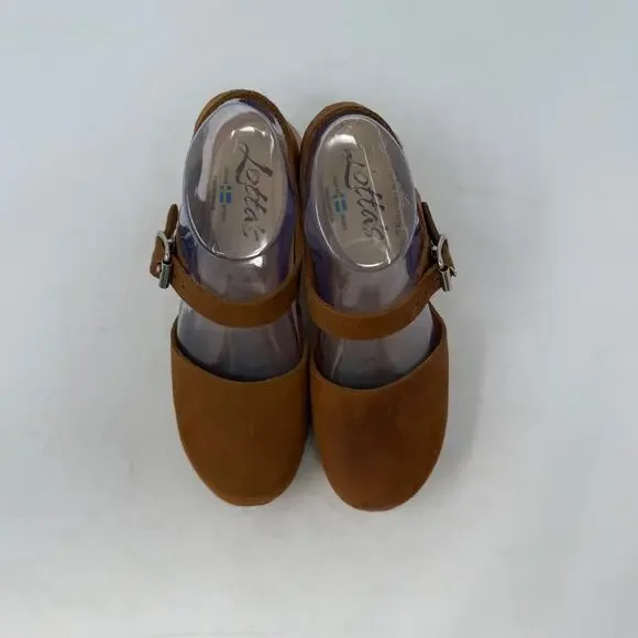 Lotta’s from Stockholm Clogs Size 37 Brown Leather Wood Heel Mary Jane Shoes - Picture 6 of 16